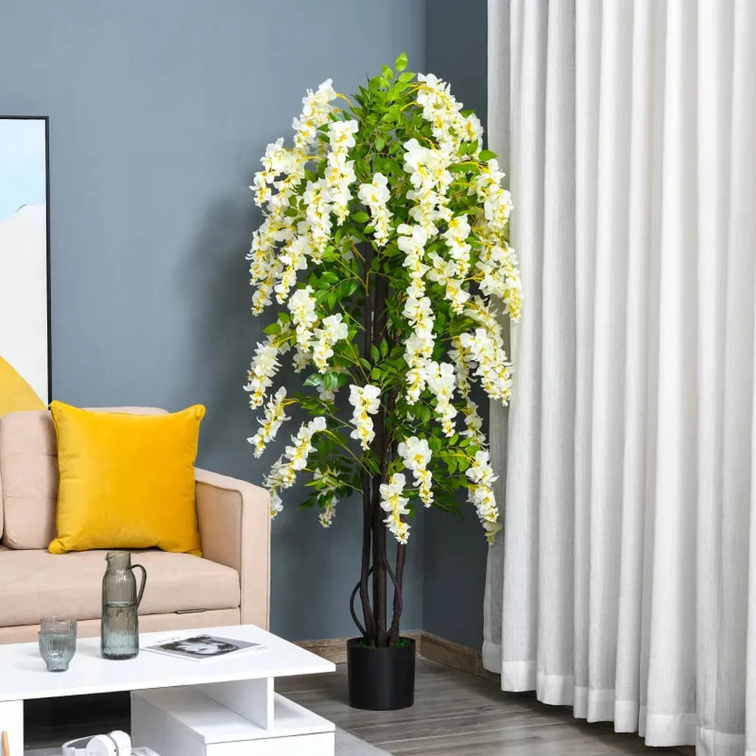 Nepplant Wisteria – 165 cm hoog – kunstbloem in pot – plastic – voor kantoor en woonkamer