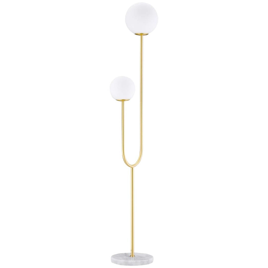 Staande lamp met 3 glazen kapjes – E27 fitting – voetschakelaar – zwart