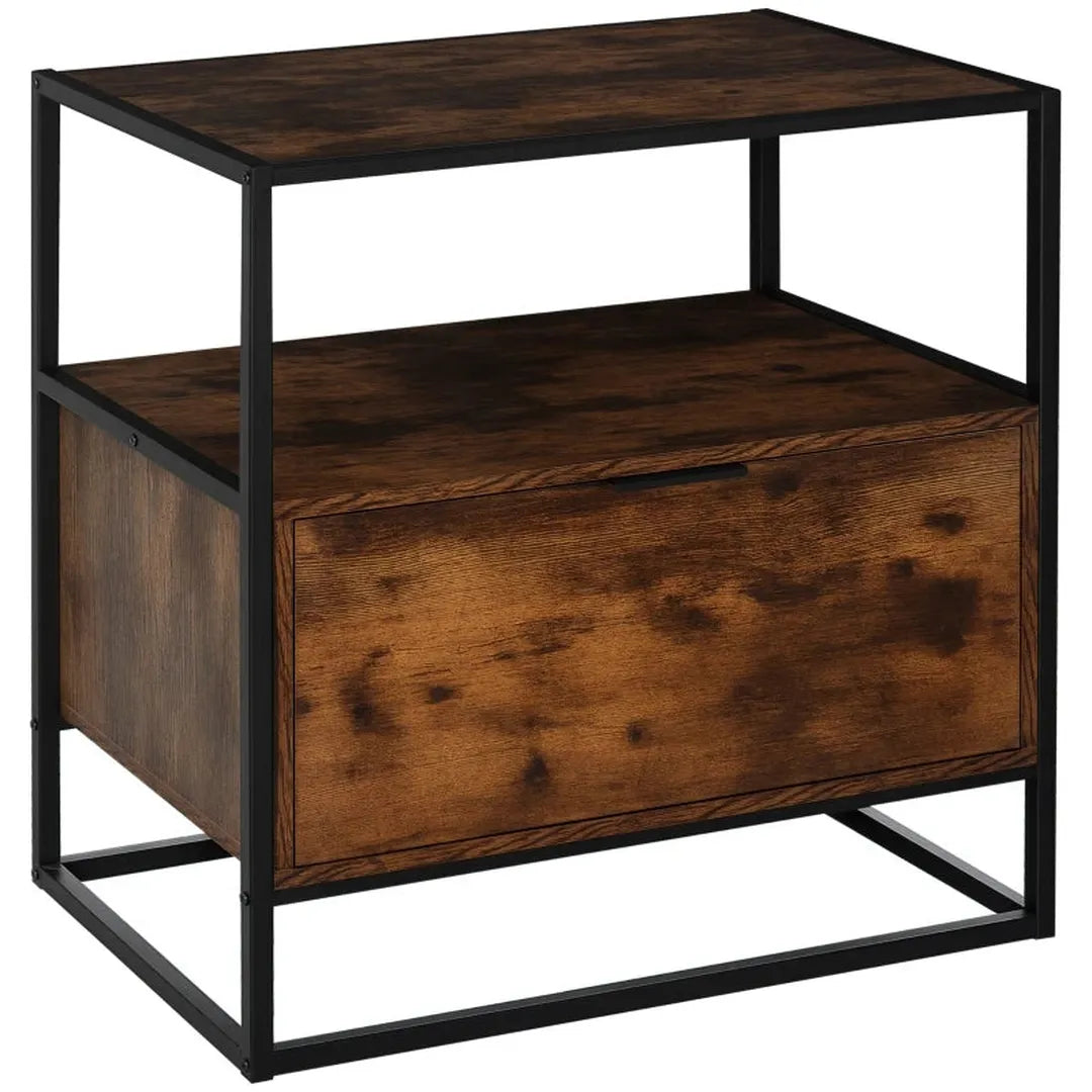 Keukenwagen met Lade en Legplank – Serveerwagen op Wielen van Spaanplaat – 60 × 30 × 65 cm – Naturel