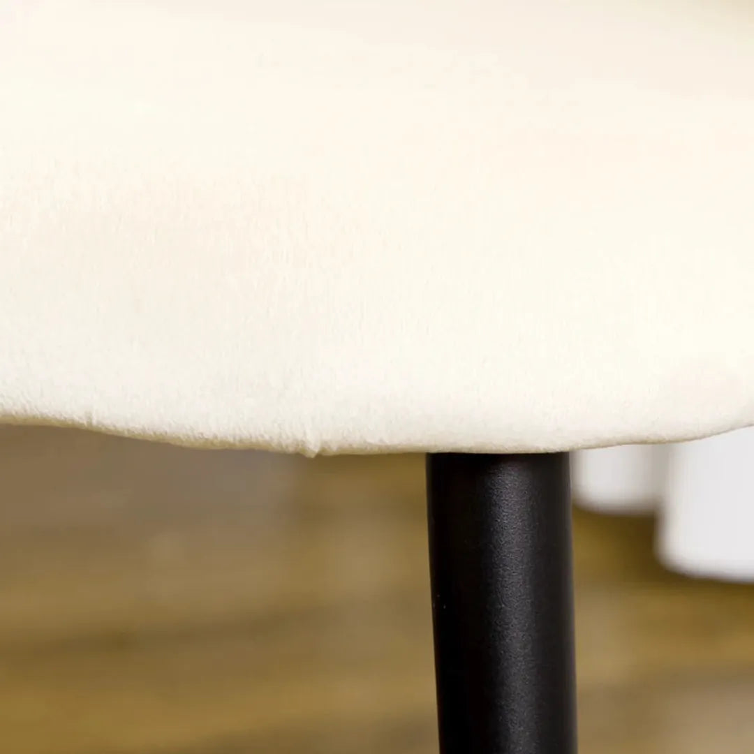 Eetkamerstoelen Set van 2 – Skandi Design – Zitting in Samtlook – Crème en Zwart – Houten Poten – Voor Keuken of Eetkamer