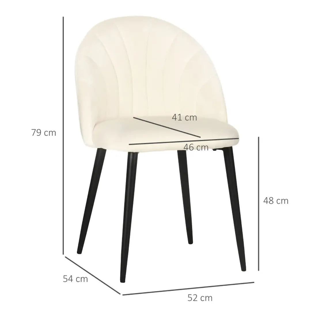 Eetkamerstoelen Set van 2 – Skandi Design – Zitting in Samtlook – Crème en Zwart – Houten Poten – Voor Keuken of Eetkamer