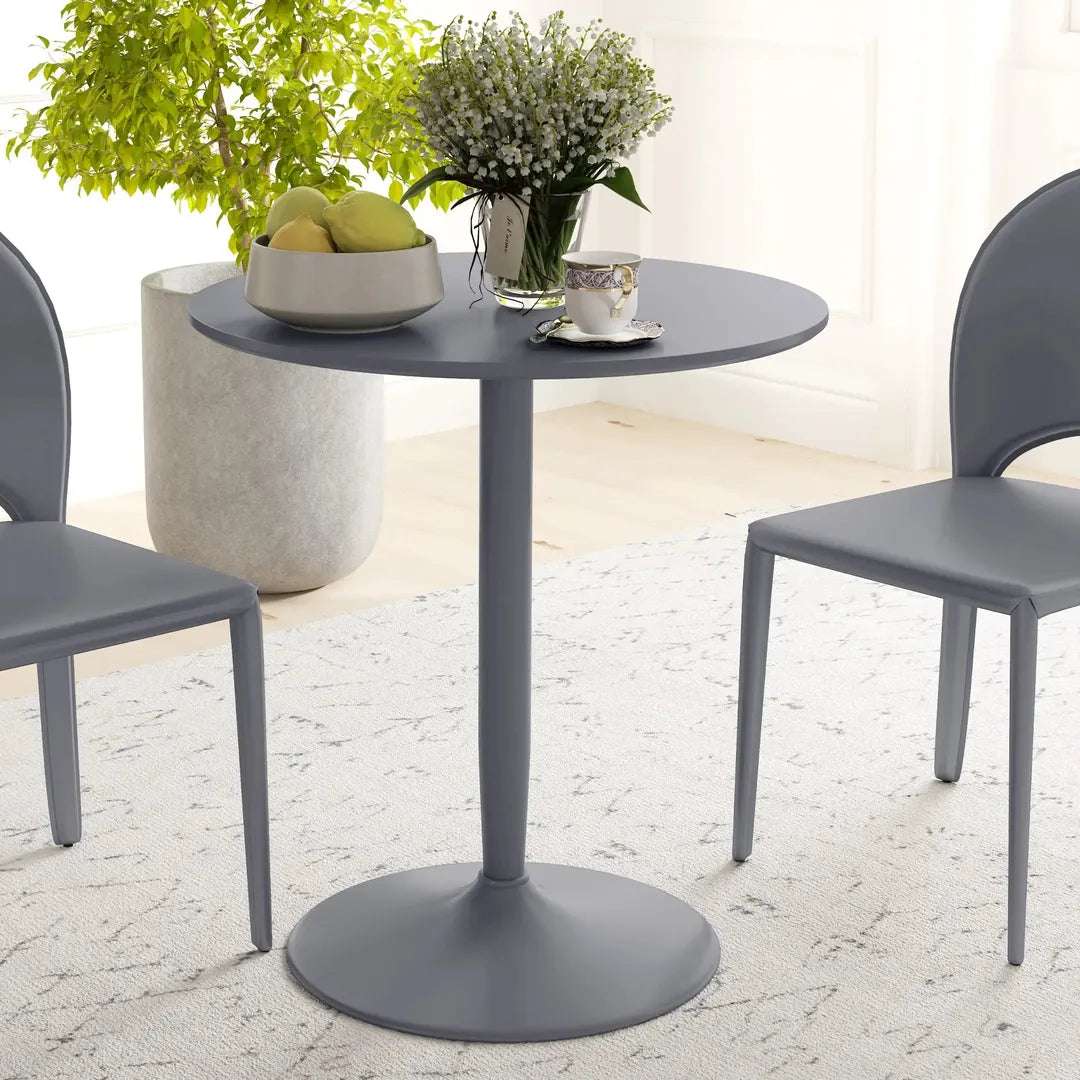 Eettafel voor 2 Personen – Rond Tafelblad Ø80 cm van MDF en Staal, Antislip, Wit, 75 cm Hoog
