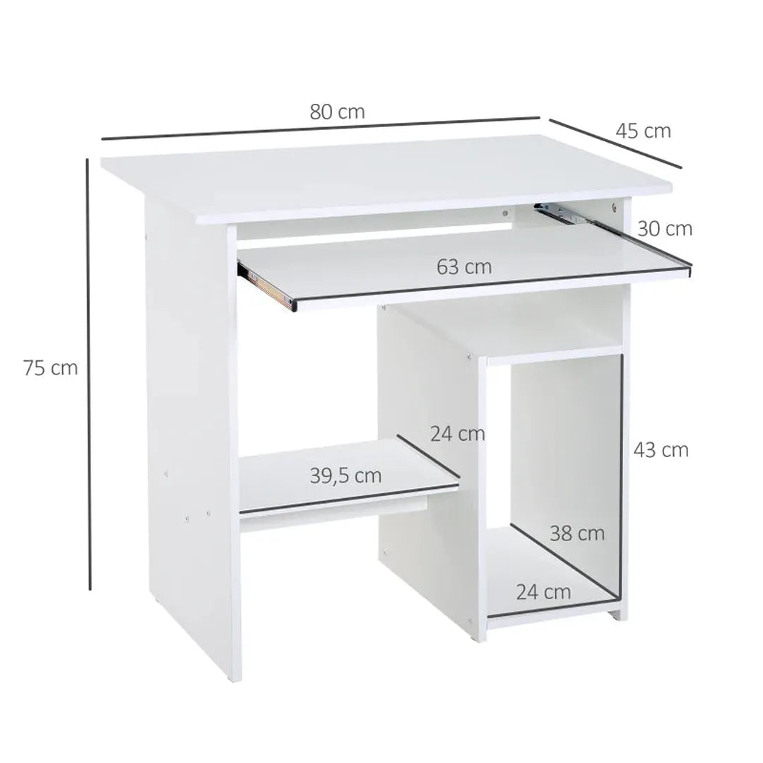 Bureau wit – Compact computertafel 80x45x75 cm – PC tafel voor kantoor of studeerkamer