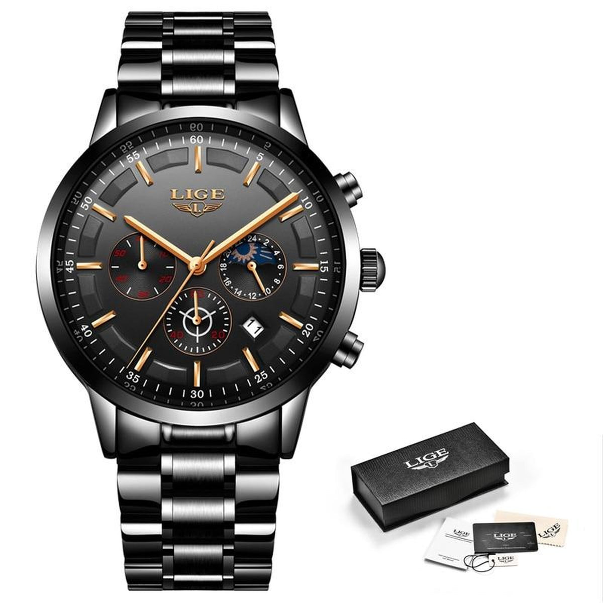 horloge in zwart – vooraanzicht