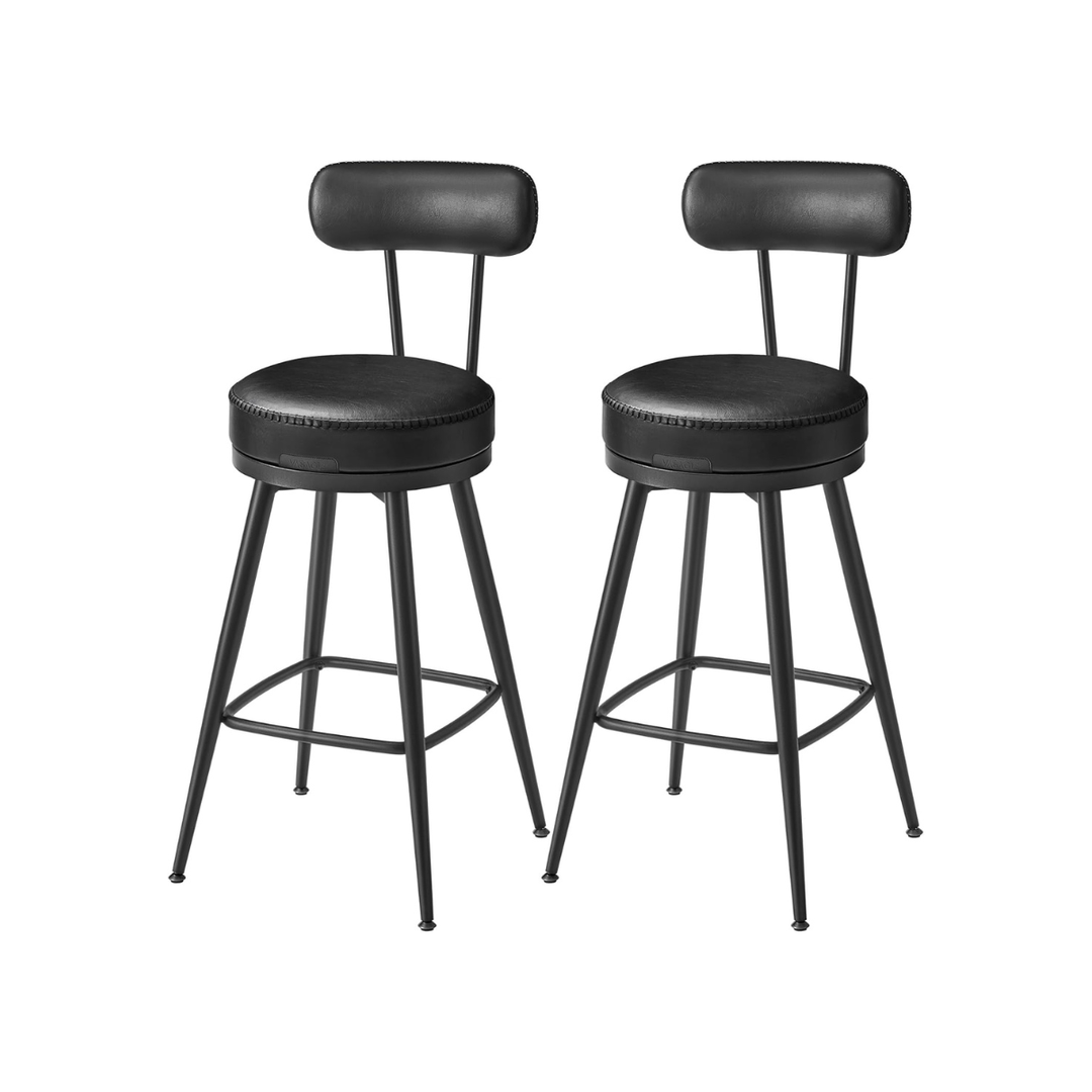 2-delige Set Barkrukken – Draaibaar 360° – Kunstlederen Zitting – Industrieel Ontwerp