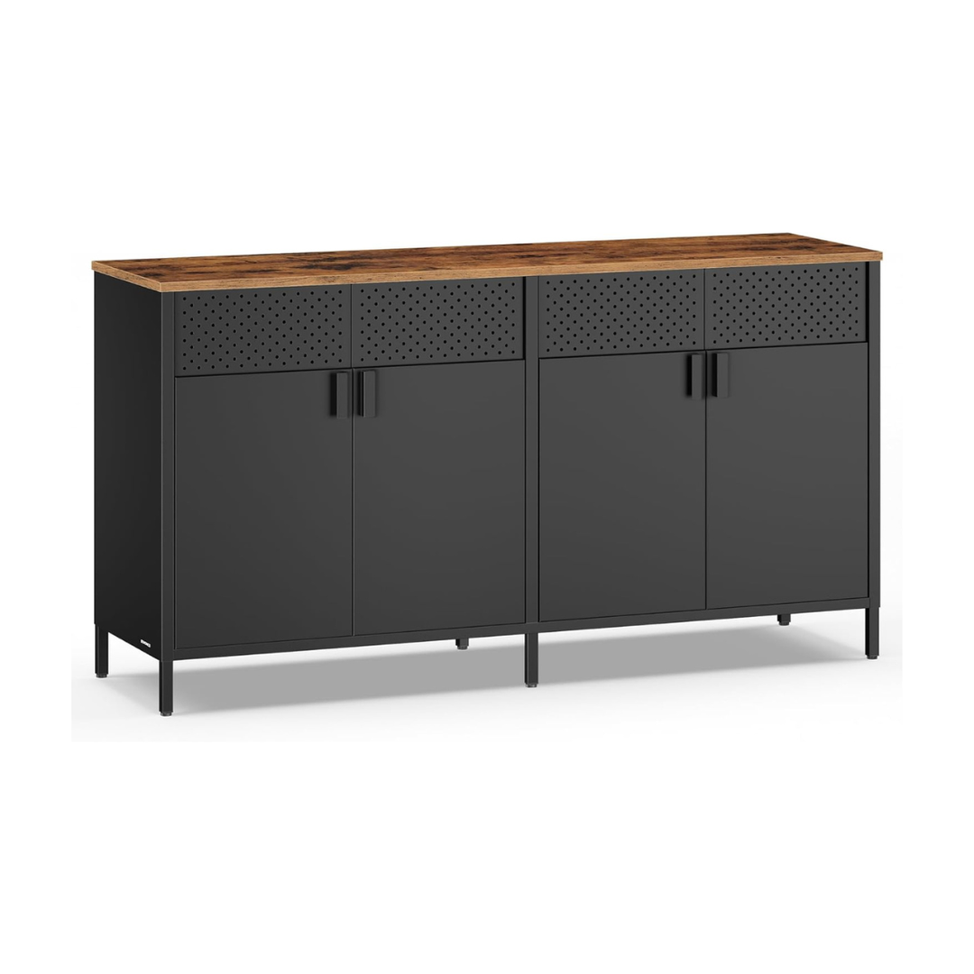 Metalen opbergkast met 4 deuren – verstelbare legplank, stalen frame, 141 cm breed