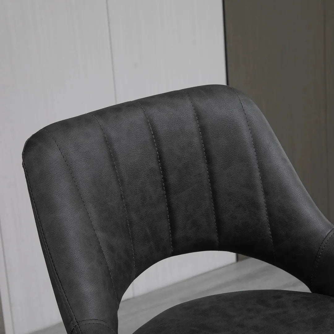 Barkrukken Set van 2 – In Hoogte Verstelbaar en Draaibaar met Voetsteun – Lederlook en Metalen Frame – Grijs – 44 x 49 x 90-110 cm