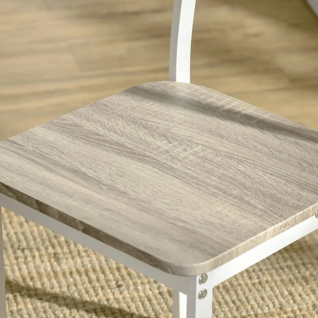 Eettafelset voor 2 Personen – 1 Tafel, 2 Stoelen van Grenenhout – Wit en Grijs