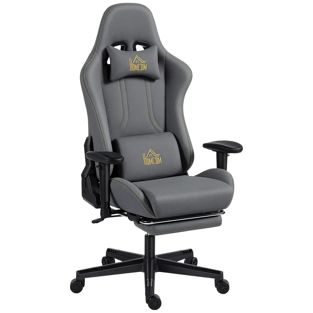 Ergonomische gamingstoel met 3D-armleuningen – verstelbare rugleuning, lendensteun en wielen, grijs