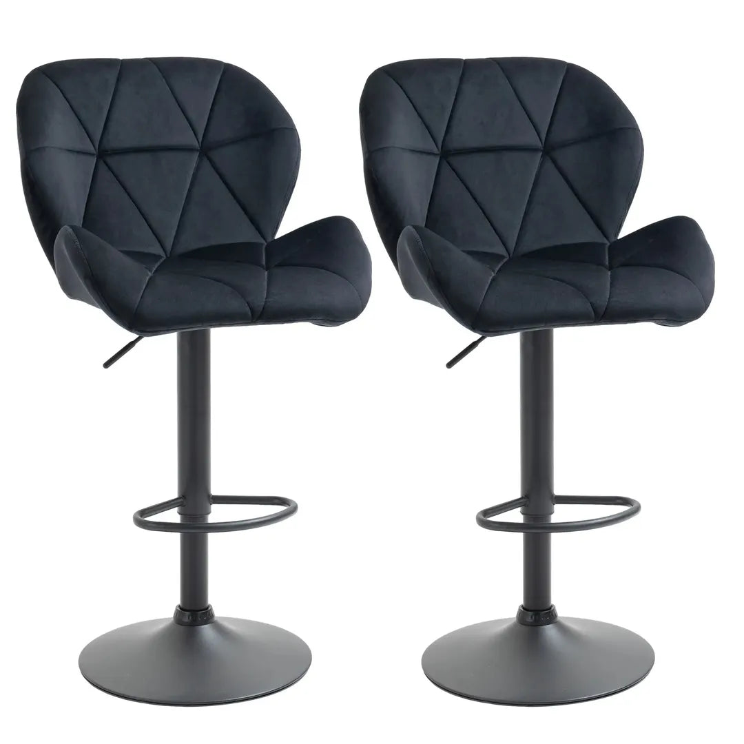 Barkrukken Set van 2 – In Hoogte Verstelbaar en Draaibaar met Voetsteun – Lederlook en Metalen Frame – Grijs – 44 x 49 x 90-110 cm