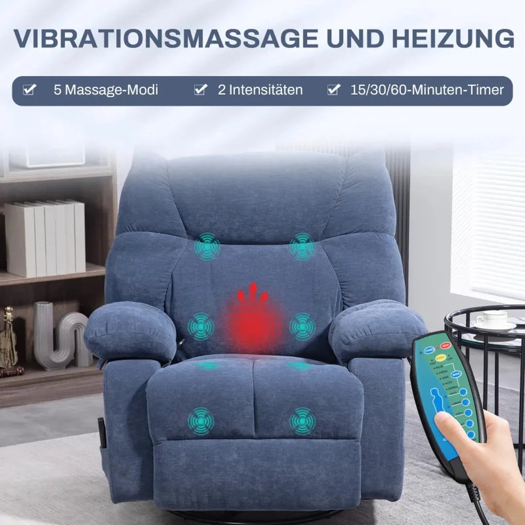 Massagestoel met warmte- en kantelfunctie – draaibaar – metalen frame – max. 150 kg – 98 x 90 x 98 cm