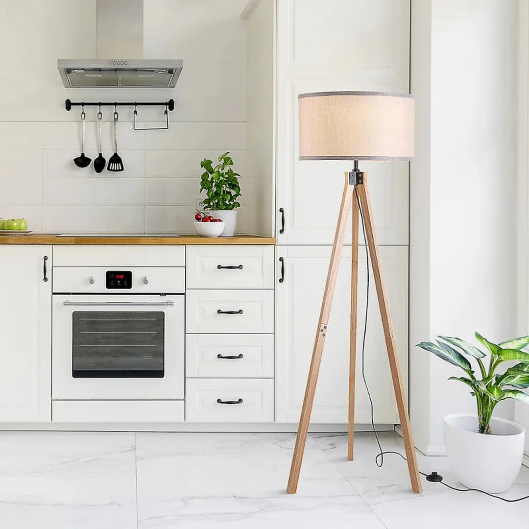 Staande lamp met E27 fitting – staal en polyester