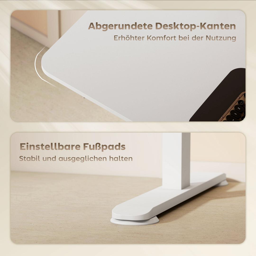 In hoogte verstelbaar sta-bureau – elektrisch computertafel met geheugenfunctie, 140 × 70 × 72–116 cm, wit