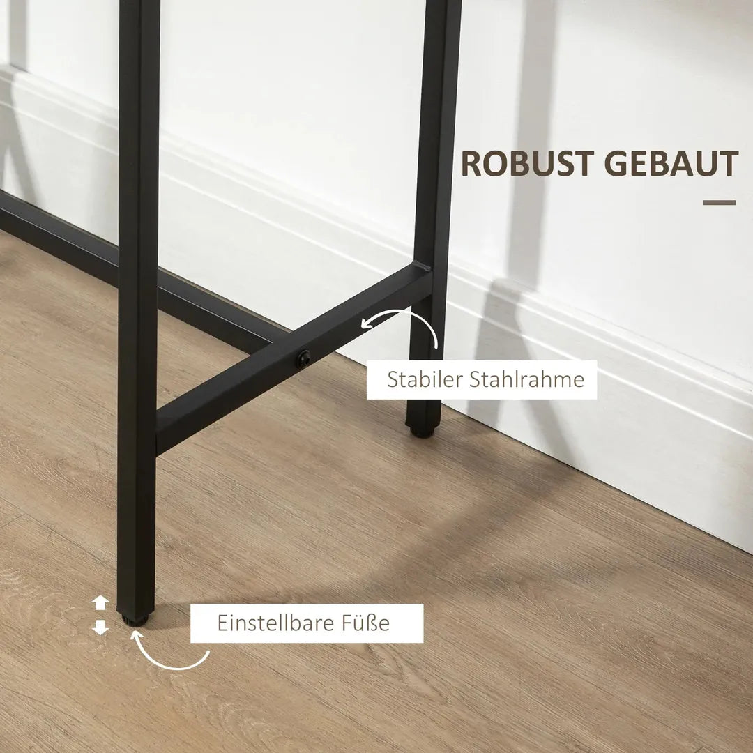Barset – 3-delig met 1 Bartafel en 2 Krukken van Metaal en Hout, Zwart/Naturel