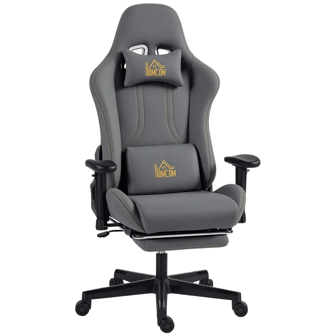 Ergonomische gamingstoel met 3D-armleuningen – verstelbare rugleuning, lendensteun en wielen, grijs