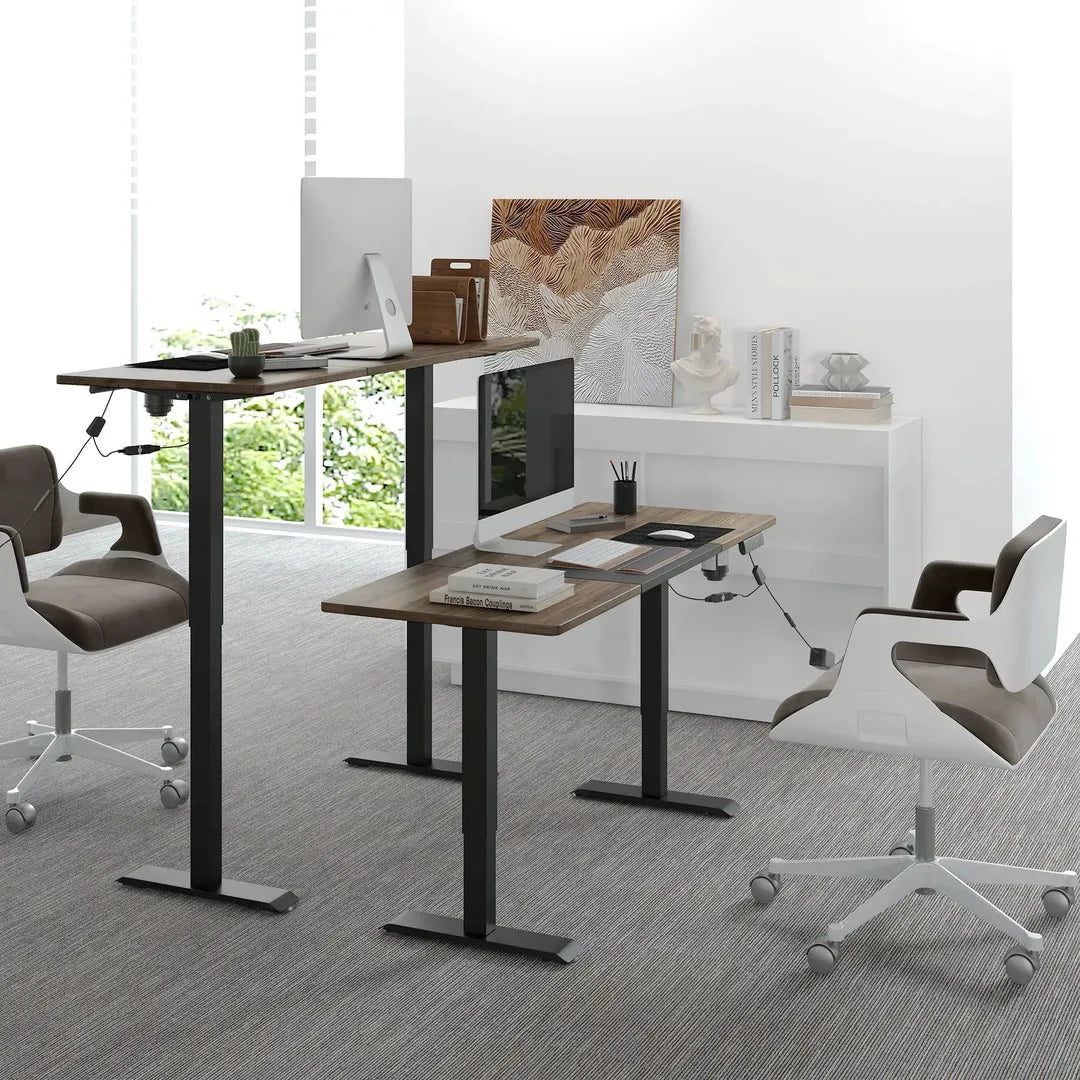 In hoogte verstelbaar sta-bureau – elektrisch computertafel met geheugenfunctie, 140 × 70 × 72–116 cm, wit