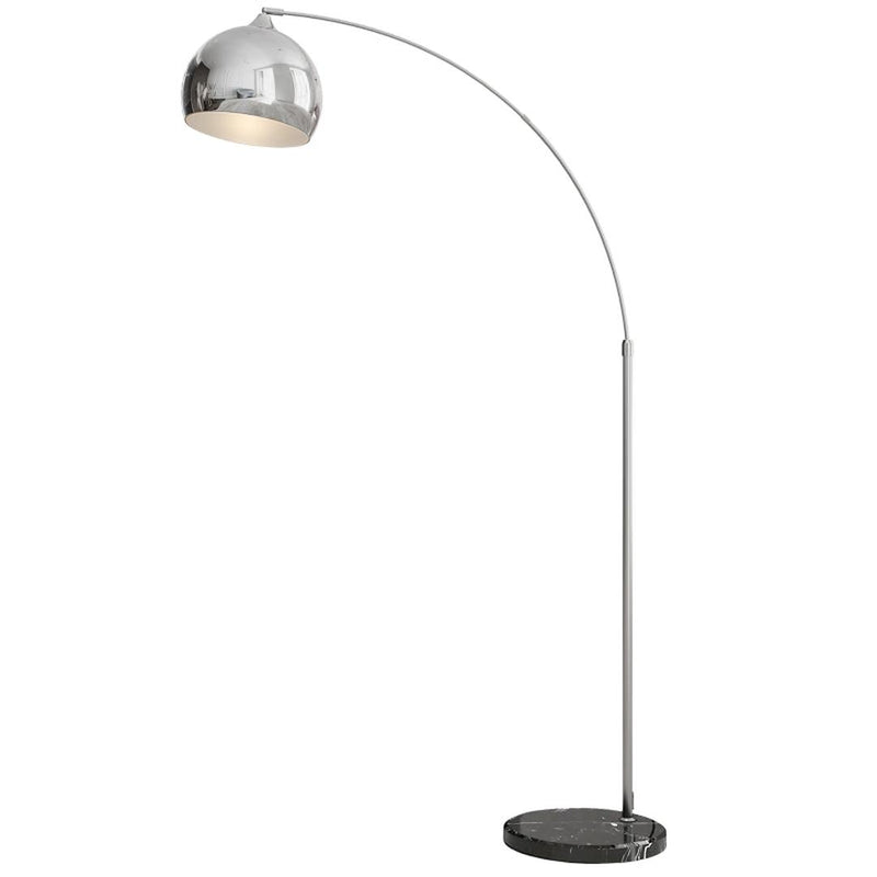Boogstaande lamp – in hoogte verstelbaar – voetschakelaar – voet in marmerlook – 170-180 cm-Zilver