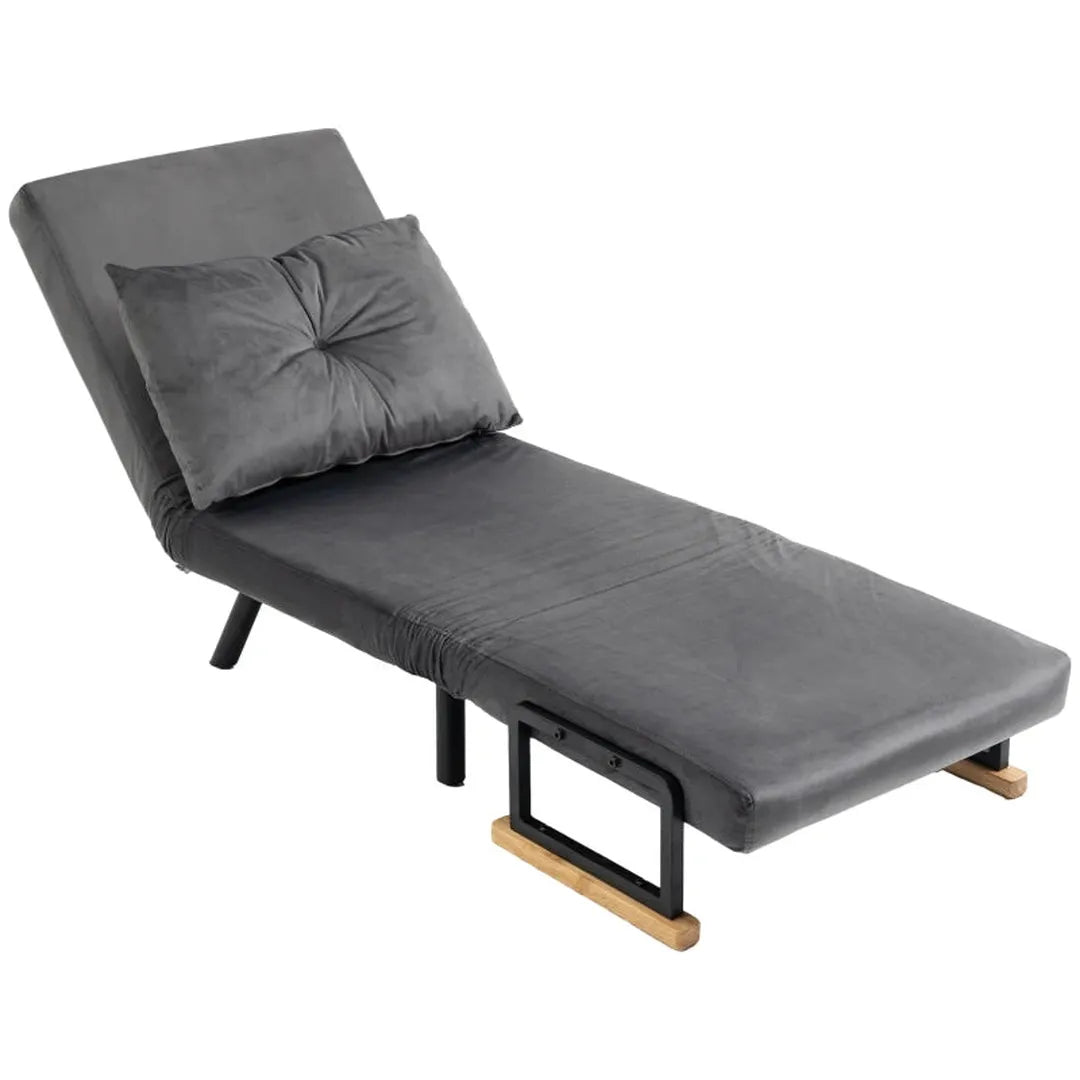 Relaxfauteuil Scandinavisch design – verstelbare rugleuning – inclusief gestikte kussen – zwart/naturel