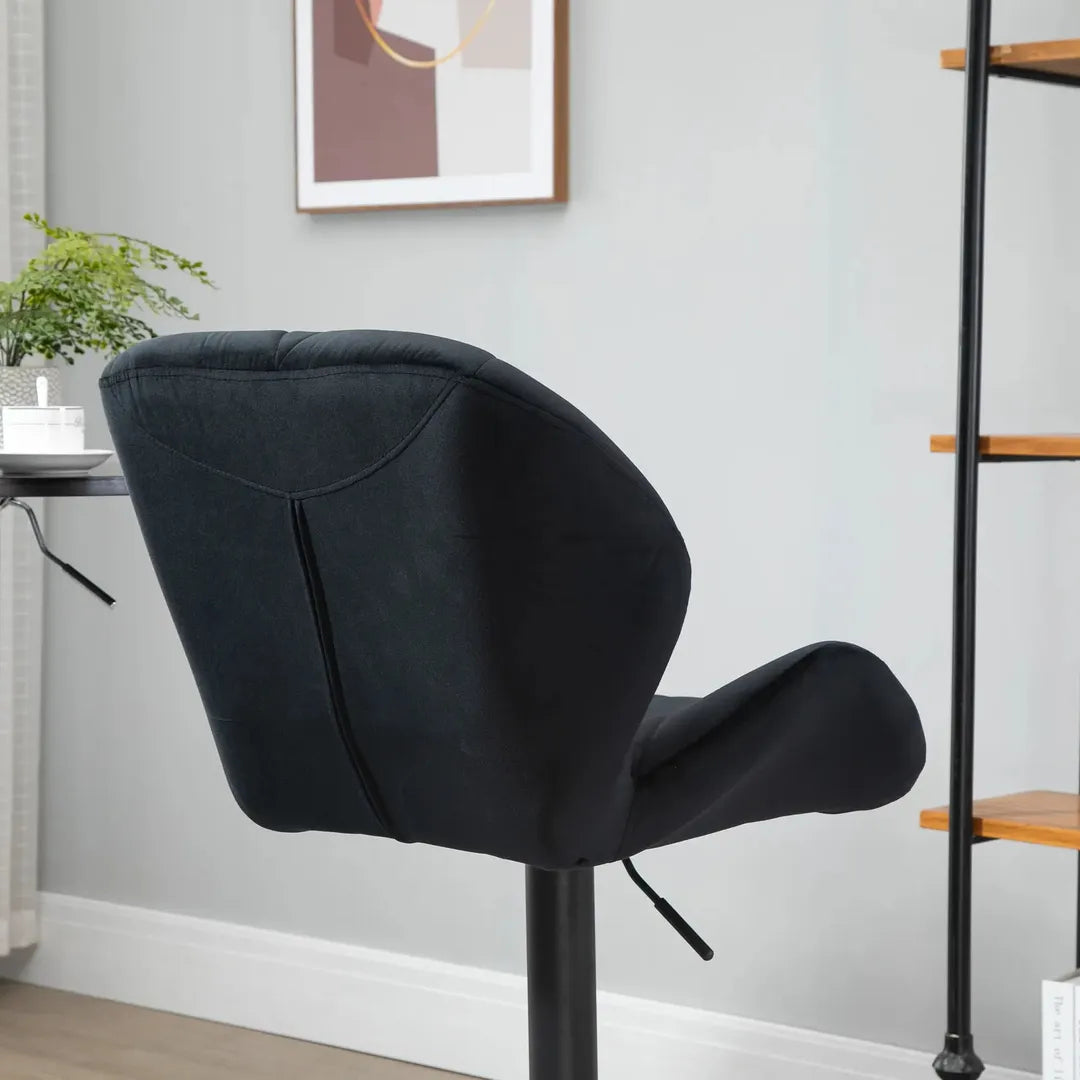 Barkrukken Set van 2 – In Hoogte Verstelbaar en Draaibaar met Voetsteun – Lederlook en Metalen Frame – Grijs – 44 x 49 x 90-110 cm