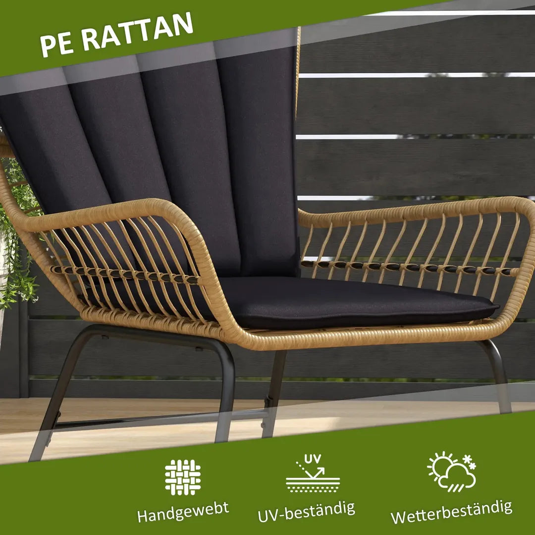Outsunny 3-delige bistroset in boho stijl – 2 stoelen 76 x 66 x 96 cm en tafel 52 x 52 x 40 cm – PE rattan