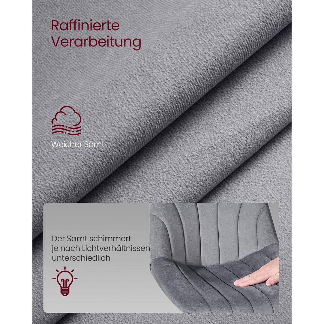 Barkrukken set van 2 – fluweel, in hoogte verstelbaar en 360° draaibaar, met rugleuning en voetensteun