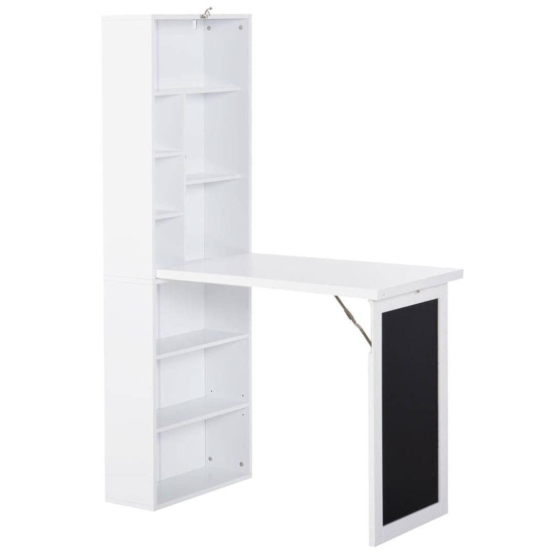Inklapbare eet- en werktafel met 6 vakken – boekenplank met 3 planken – computertafel – metalen frame – E1 spaanplaat