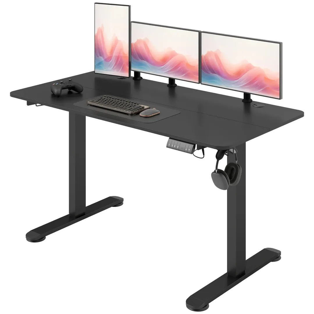 In hoogte verstelbaar sta-bureau – elektrisch computertafel met geheugenfunctie, 140 × 70 × 72–116 cm, wit