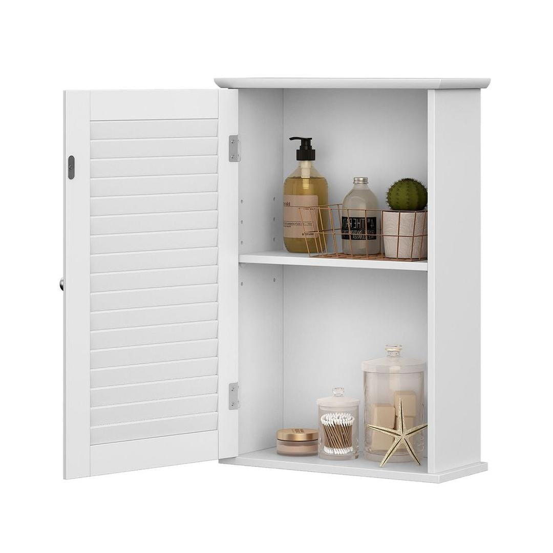 Witte Wandkast – Opbergkast met Deur en 5-Voudig Verstelbare Planken, 40 × 16 × 60 cm