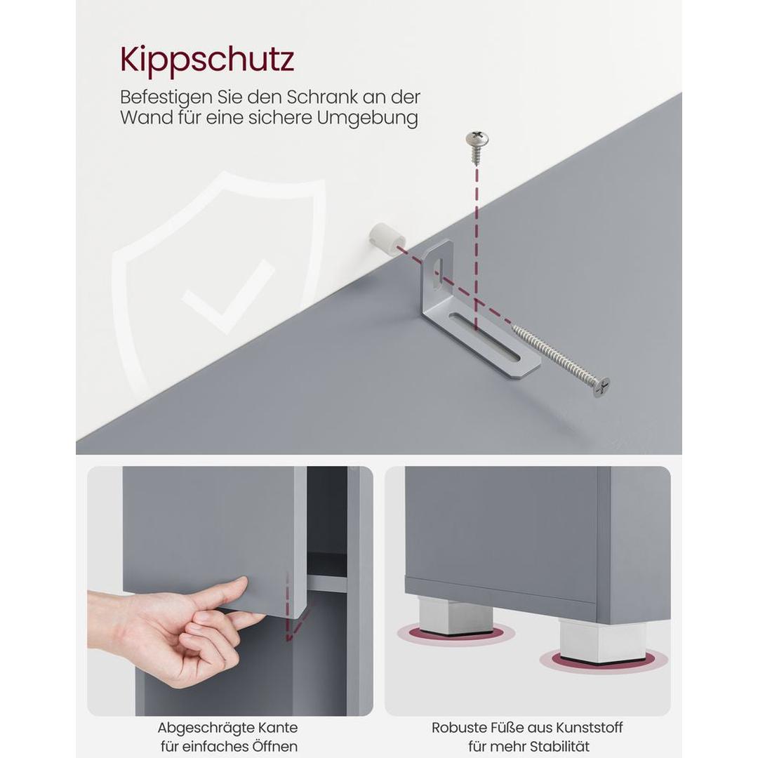 Badkamerkast 30 × 30 × 170 cm – Staande Opbergkast met Boven- en Onderkast, Lade en Verstelbare Legplanken