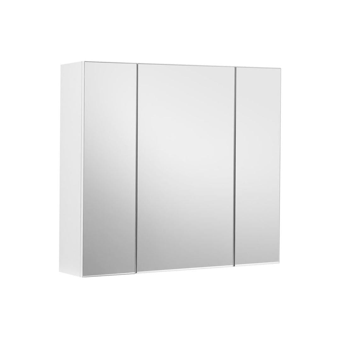 Witte Spiegelkast – Wandkast met 3 Spiegeldeuren en Verstelbare Planken, 60 × 15 × 55 cm