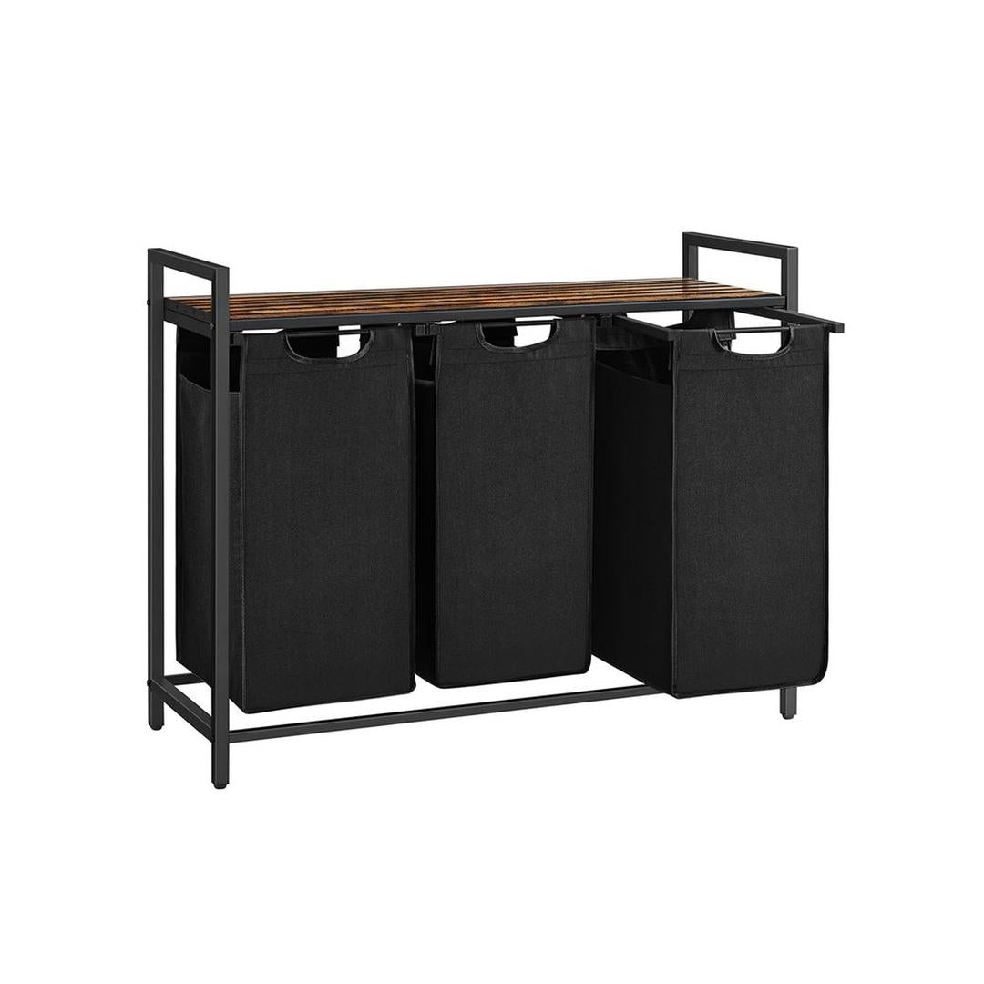 Wasmand met 3 Vakverdelers – Gescheiden Wasmand voor Badkamer of Wasruimte