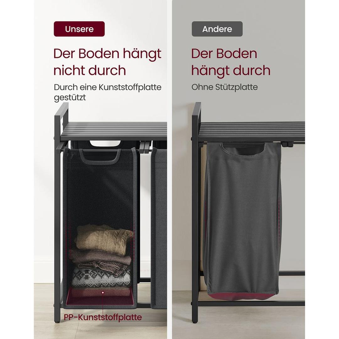 Wasmand met 3 Vakverdelers – Gescheiden Wasmand voor Badkamer of Wasruimte