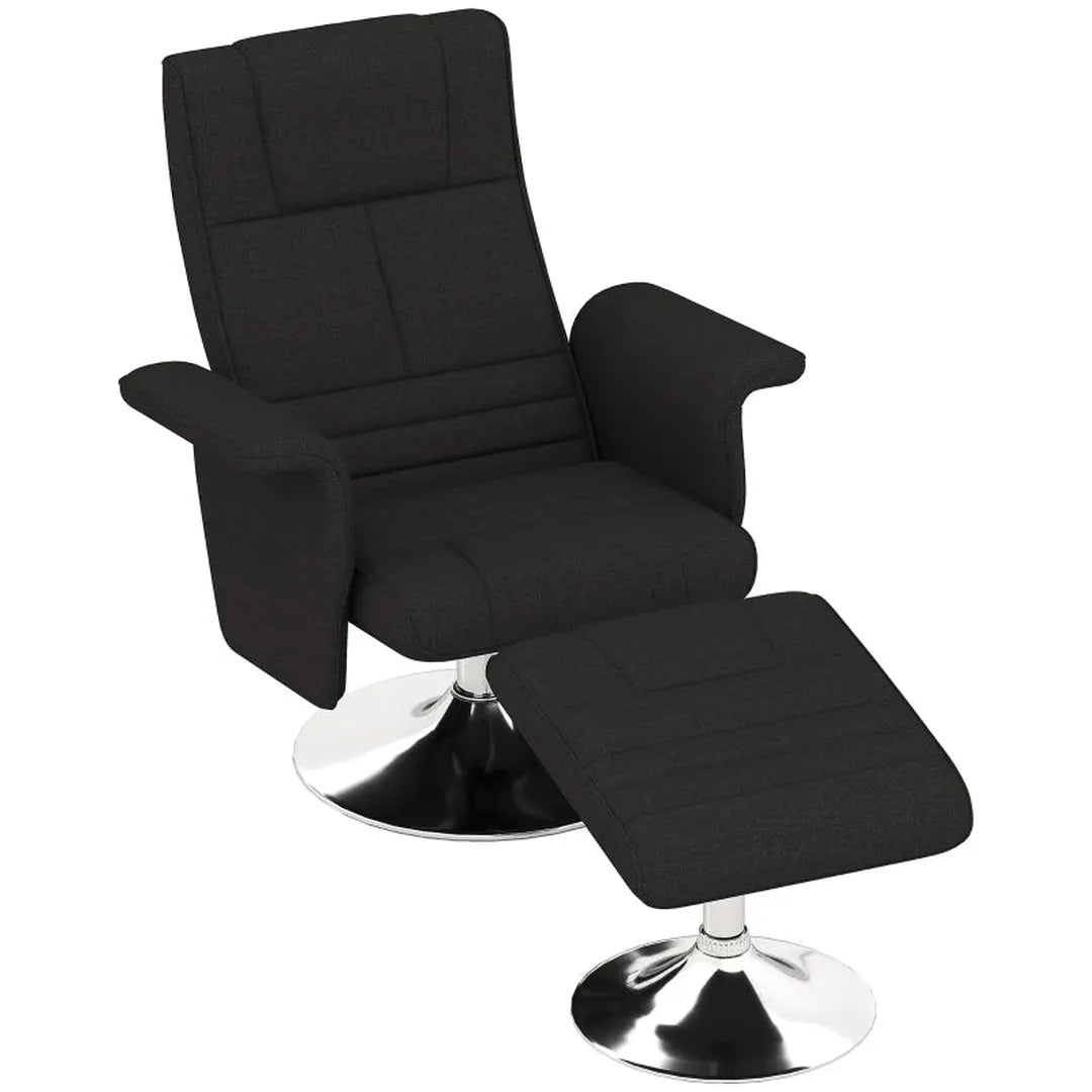 Fauteuil met Hocker – Verstelbare Rugleuning – Donkergrijs – 78 x 95 x 88 cm
