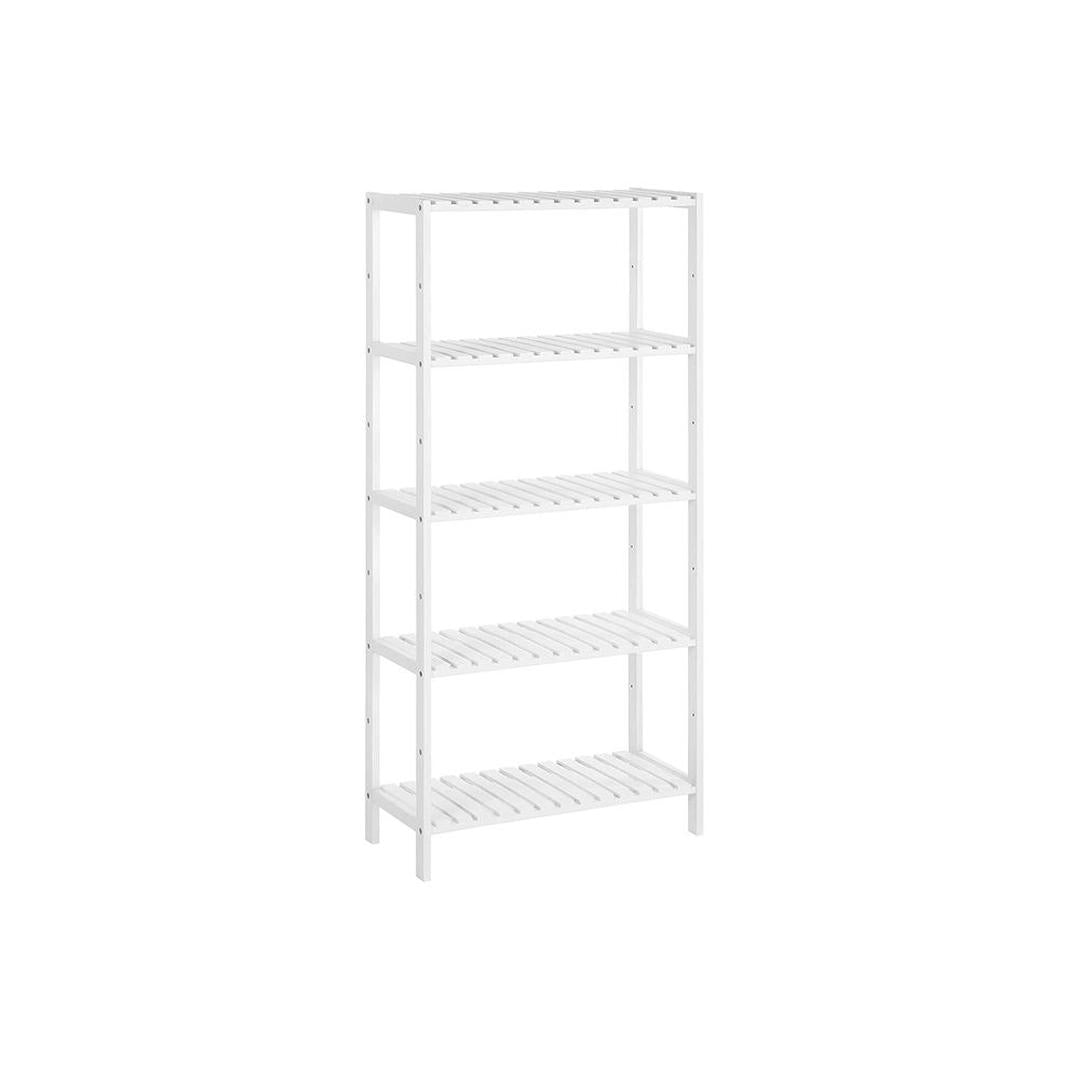 Bamboe Badkamerrek met 5 Legplanken – Smalle Opbergkast voor Badkamer, Toilet of Slaapkamer