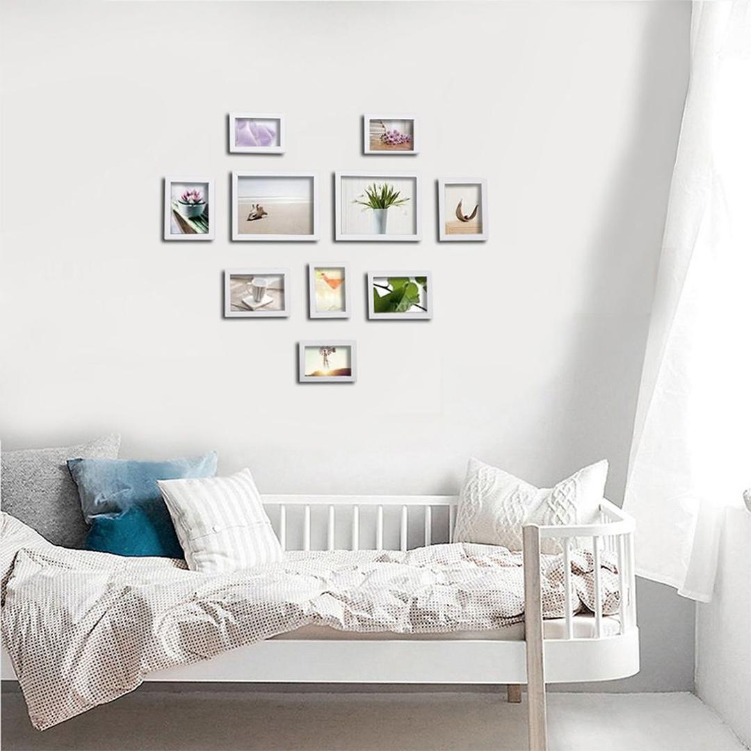 Fotolijsten Set van 10 – Zwarte Bilderframes voor Wand of Tafel met Verschillende Formaten