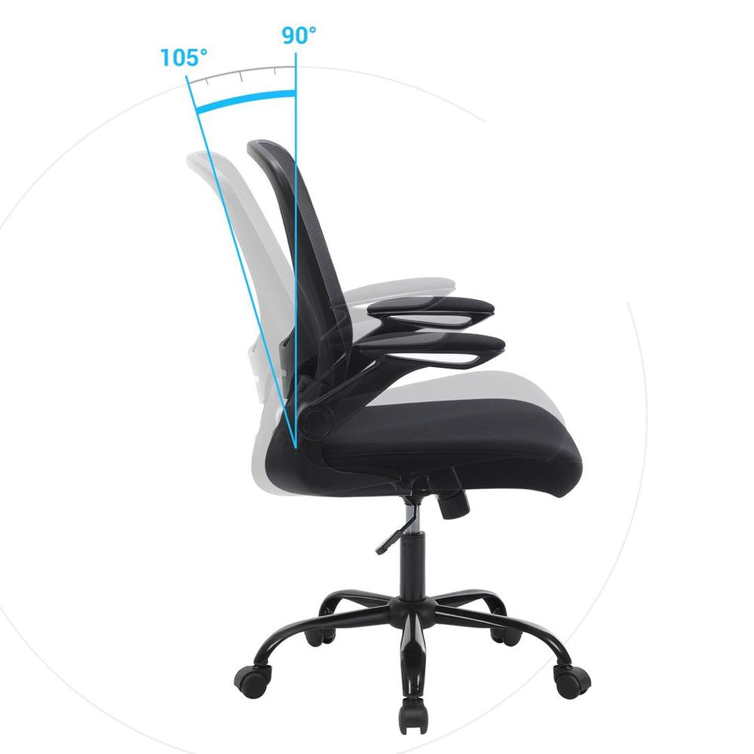 Bureaustoel met Opklapbare Armleuningen – Ergonomisch Zitcomfort – In Hoogte Verstelbaar voor Werkplek en Thuis