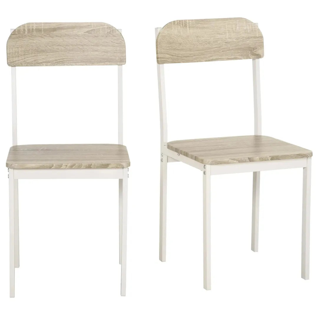 Eettafelset voor 2 Personen – 1 Tafel, 2 Stoelen van Grenenhout – Wit en Grijs