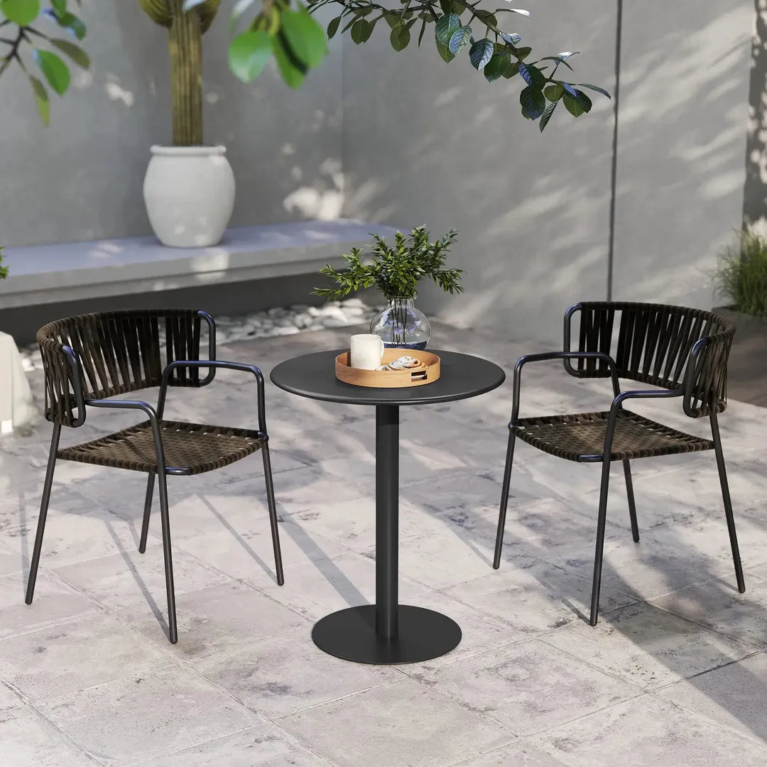Ronde Eettafel voor 2 Personen – Stalen Frame – Geschikt voor Binnen en Buiten – Wit