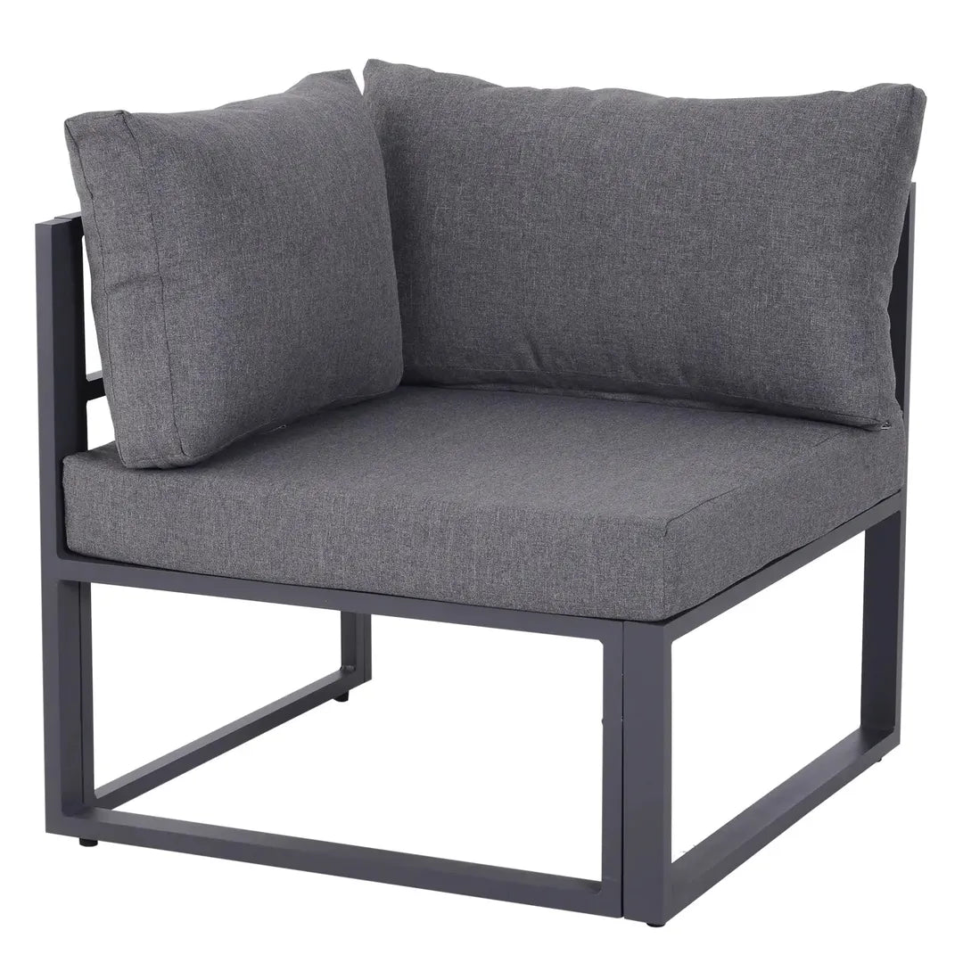 Outsunny 6-delige tuinmeubelset – hoekbank, 4 fauteuils en tafel 75 x 70 x 30 cm – aluminium frame