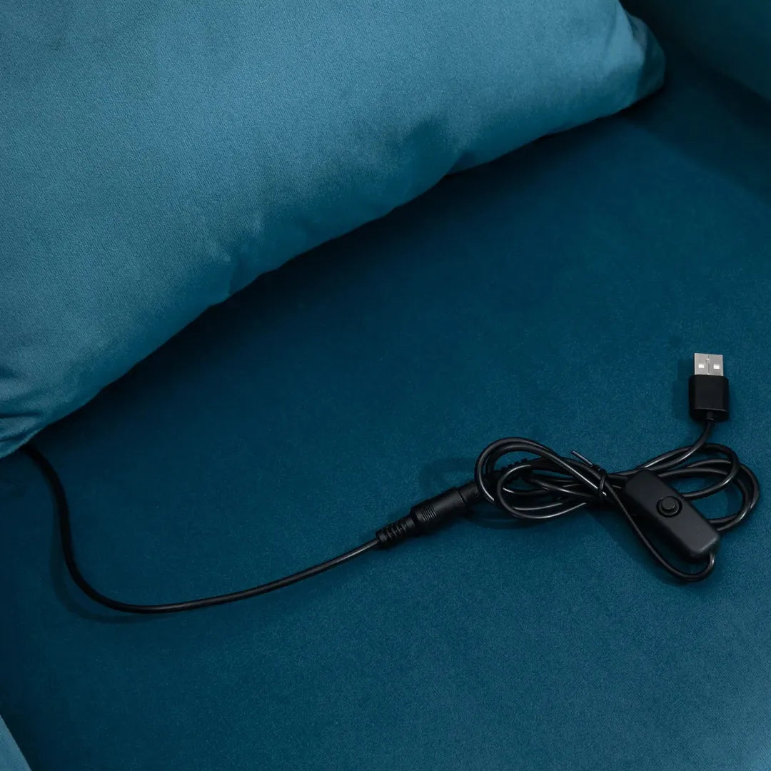 Bureaustoel met massagefunctie – in hoogte verstelbaar, draaibaar, met USB-aansluiting en lendenkussen, grijs