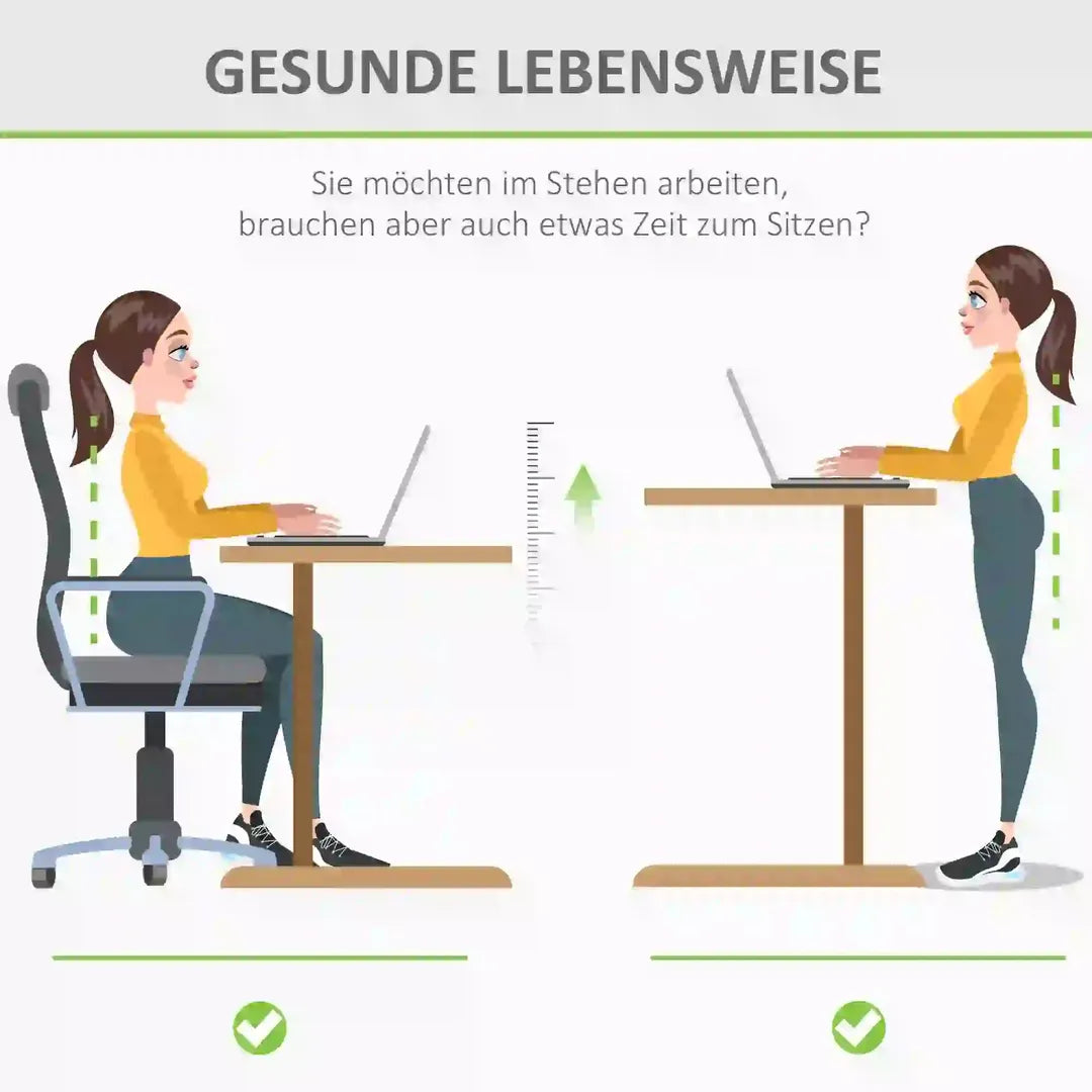 In hoogte verstelbaar sta-bureau – elektrisch computertafel met geheugenfunctie, 140 × 70 × 72–116 cm, wit