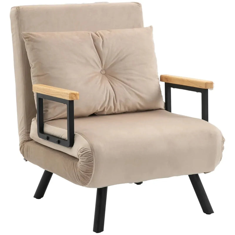 Relaxfauteuil Scandinavisch design – verstelbare rugleuning – inclusief gestikte kussen – zwart/naturel