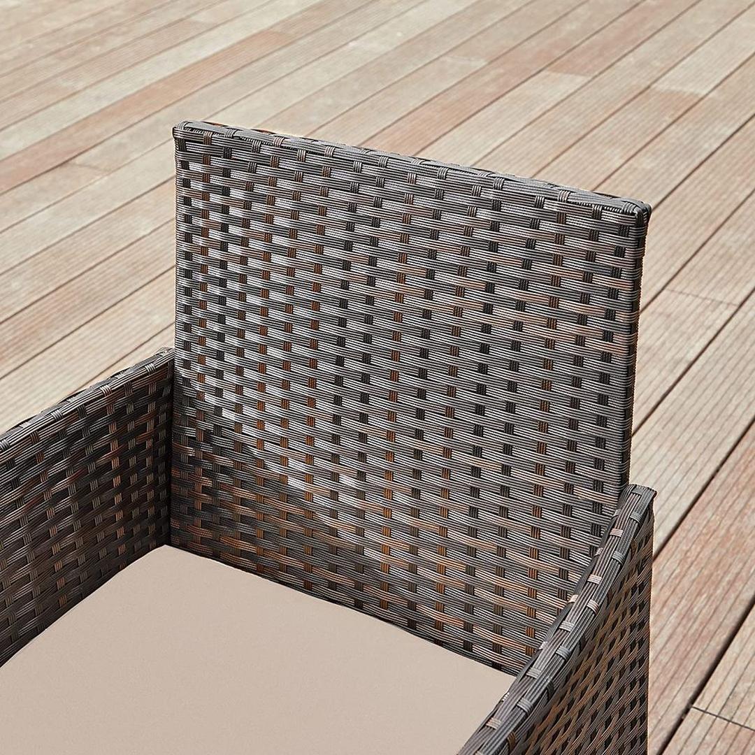 Balkonmeubelset 4-delig met kussens – poly rattan en metalen frame – glazen tafelblad – 5 cm zitkussens