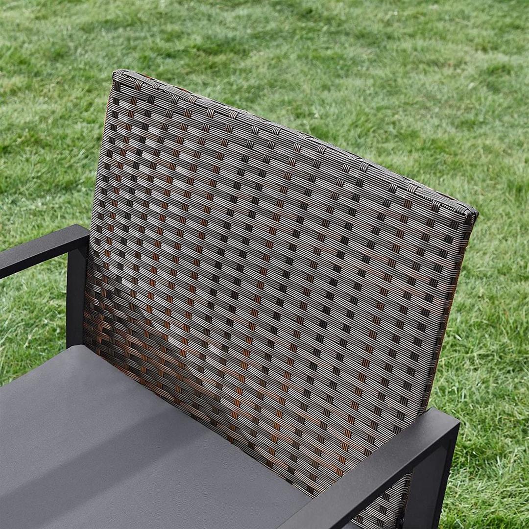 Tuinmeubelset 3-delig in rattanlook – 2 stoelen en bijzettafel – PE rotan en stalen frame – draagkracht 150 kg per stoel