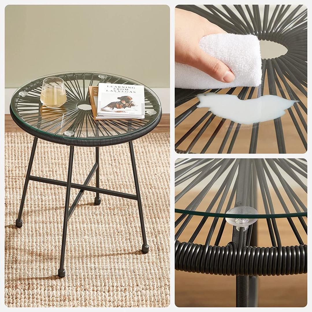 Tuinstoelen met tafel in Acapulco stijl – 2 stoelen met gehard glazen bijzettafel – stalen frame – draagkracht 130 kg