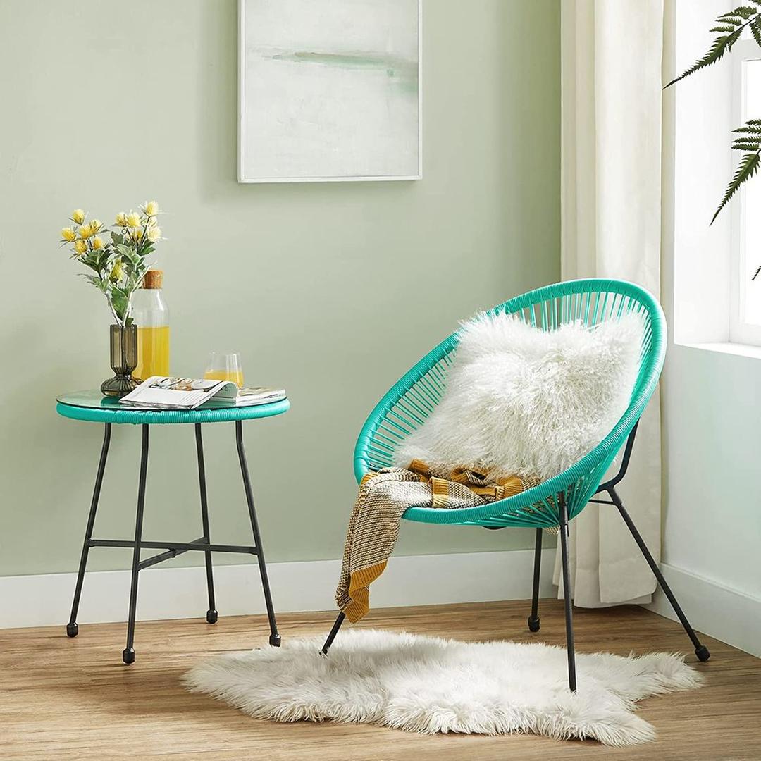 Tuinstoelen met tafel in Acapulco stijl – 2 stoelen met gehard glazen bijzettafel – stalen frame – draagkracht 130 kg