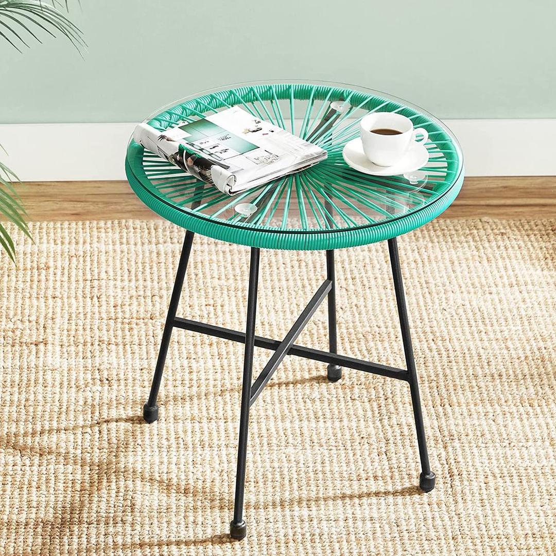 Tuinstoelen met tafel in Acapulco stijl – 2 stoelen met gehard glazen bijzettafel – stalen frame – draagkracht 130 kg