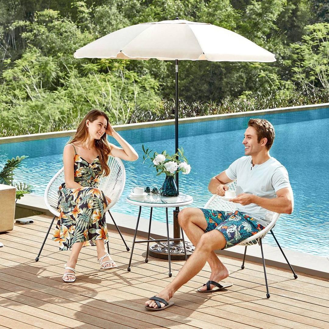 Tuinstoelen met tafel in Acapulco stijl – 2 stoelen met gehard glazen bijzettafel – stalen frame – draagkracht 130 kg
