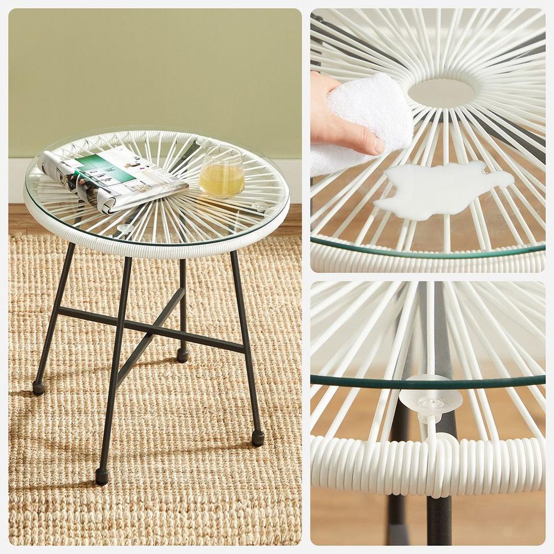 Tuinstoelen met tafel in Acapulco stijl – 2 stoelen met gehard glazen bijzettafel – stalen frame – draagkracht 130 kg