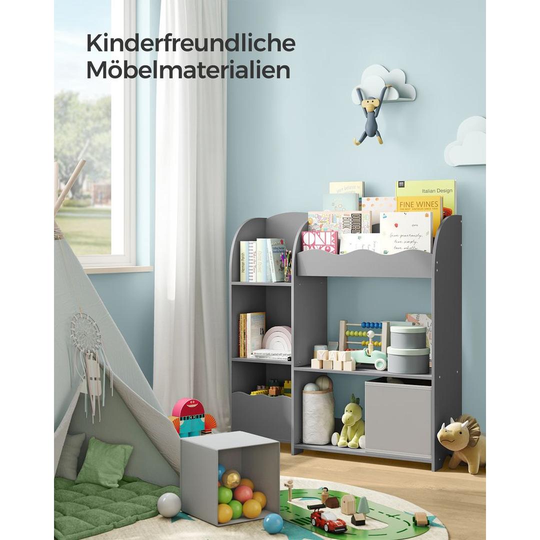 Kinderopbergkast met 2 Opbergbakken voor Speelgoed en Boeken – Wolkenwit – Praktisch Meubel voor Kinderkamer